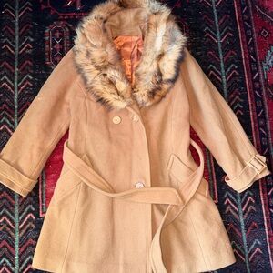 Vintage Coat with Fur Collar